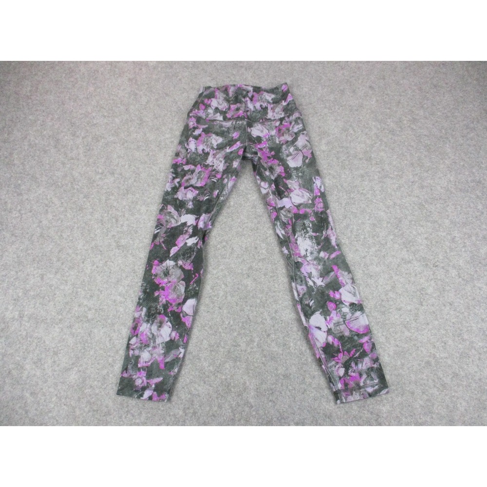 Lululemon Pants Womens 4 Purple Gray Align II Floral Yoga Running Leggings Nulu